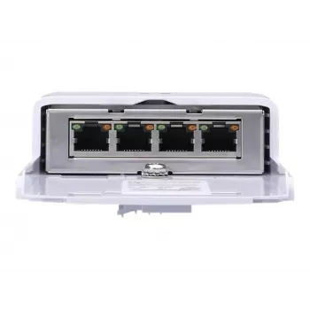 Switch UBIQUITI NanoSwitch Gigabit Ethernet PoE, 4x Gigabit RJ-45, 4x PoE-poorten, 36 W budget, 24 V DC