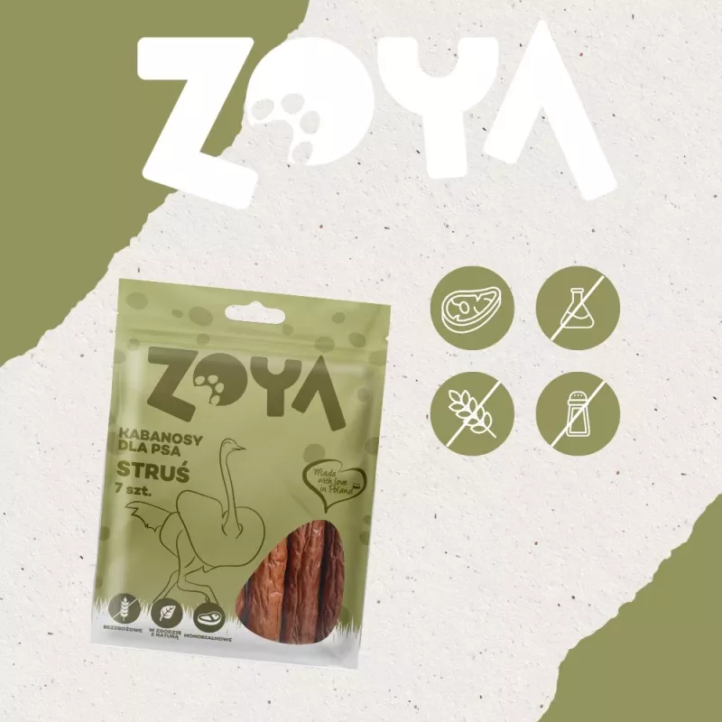 ZOYA struisvogelvleesworstjes - hondensnack - 7 stuks