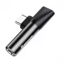 Baseus audio-adapter USB-C naar minijack 3,5 mm + USB-C (zwart)