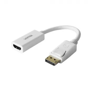 UNITEK goudgecoate DisplayPort DP naar HDMI 4K UHD HDTV male naar female converteradapter met audio - Y-6332 wit