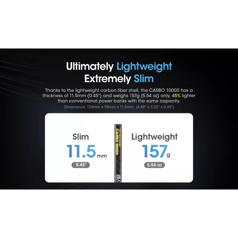 Nitecore CARBO 10000 powerbank, 10000 mAh, zwart