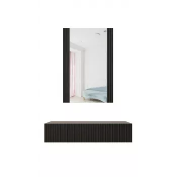 Kaptafel met spiegel cama meble PAFOS 80×41,6×100 cm, MDF-frame, 1 lade, matzwart