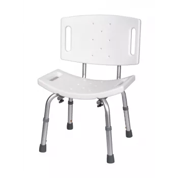 Douchestoel met rugleuning ActionMed KP500AM — 4-poot verstelbare aluminium zithulp, antislipvoeten, maximale belasting 120 kg