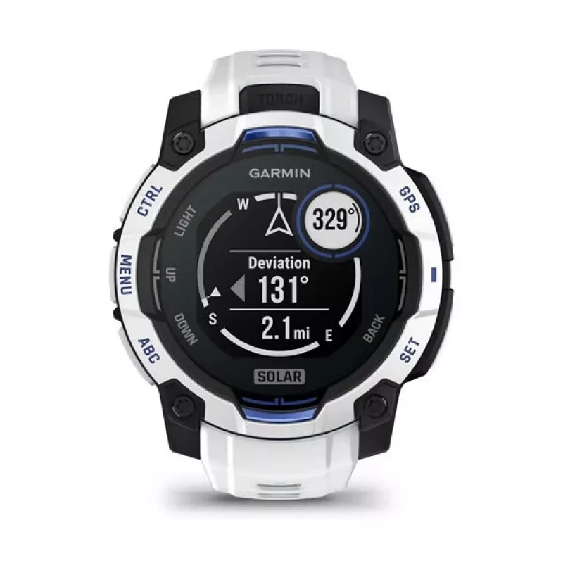 Garmin Instinct 3 Solar smartwatch, 45 mm, Black/Stone White, siliconen band (010-02934-03)