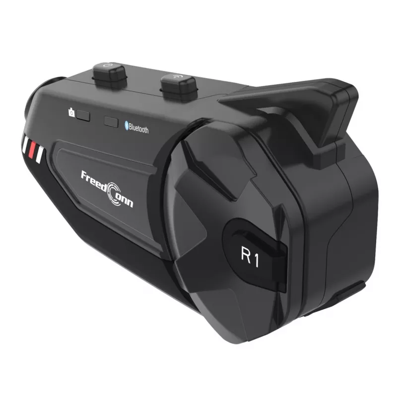 Headset FreedConn R1 PLUS E motorfiets-Bluetooth-intercom, Bluetooth 5.0+EDR, bereik 1000 m, IP65, FM, 1080p-video, 30 uur gesprekstijd