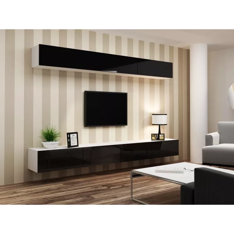 Cama woonkamerkastenset VIGO 13 wit/zwart hoogglans