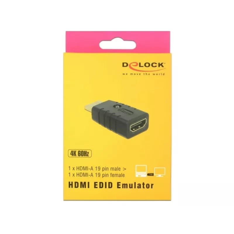 Adapter HDMI (stekker) > HDMI (bus), EDID-emulator (zwart)