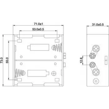 Goobay 11452 BH D batterijhouder voor 2 x D-cellen, zwart
