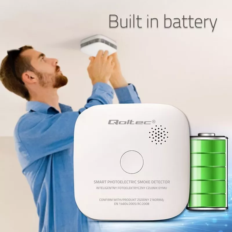 Draadloze rookmelder QOLTEC model 52653 met 85 dB batterijalarm
