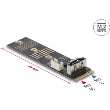 M.2 Key B naar SATA 7-polige adapter (verticaal) DELOCK 64290