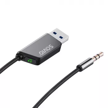 Savio TR-16 transmitter AUX-adapter met handsfree functie, Bluetooth 5.3, Google Assistant/Siri