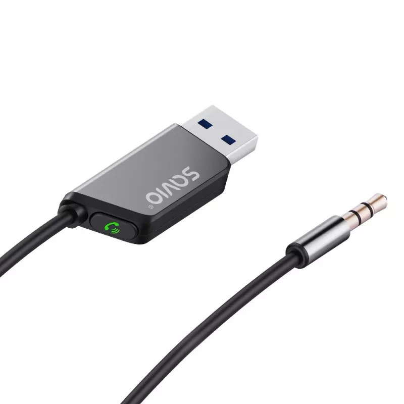 Savio TR-16 transmitter AUX-adapter met handsfree functie, Bluetooth 5.3, Google Assistant/Siri