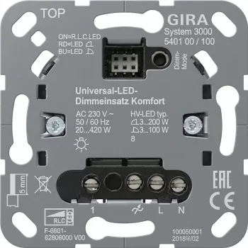 Opbouw dimmermodule Gira S3000 Uni-LED-dimmodule Comfort 540100 voor LED-verlichting