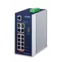 PLANET IGS-4215-8P2T2S industriële beheerde switch, L2/L4, 8x Gigabit PoE+ + 2x Gigabit + 2x 1000Base-X SFP, IP30, DIN-rail-/wandmontage, DC, blauw/zilver