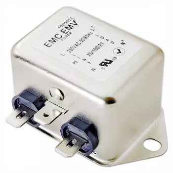 Akyga EN2090-3-F eenfasig EMI-filter, 3 A, 120-250 V AC, 50/60 Hz, 6,3-mm aansluitingen