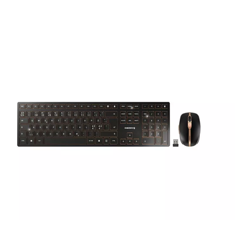 CHERRY DW 9100 SLIM Toetsenbord muis inclusief universeel RF draadloos + Bluetooth Nordisch zwart