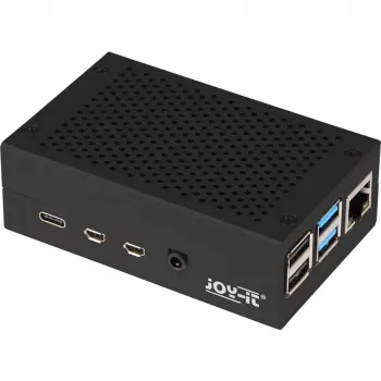 Aluminium behuizing voor Raspberry Pi 4 B van JYT, model RB-AlucaseP4+01B, zwarte uitvoering