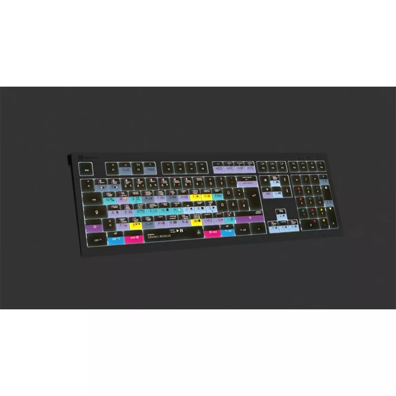 Logickeyboard ASTRA 2 DaVinci Resolve-toetsenbord voor Mac, volledig formaat, bedraad USB, schaarmechanisme, QWERTZ Duits, zwart