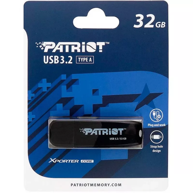 USB-flashdrive PATRIOT 32 GB USB Type-A 3.2 Gen 1 zwart, 80 MB/s, sleutelhanger
