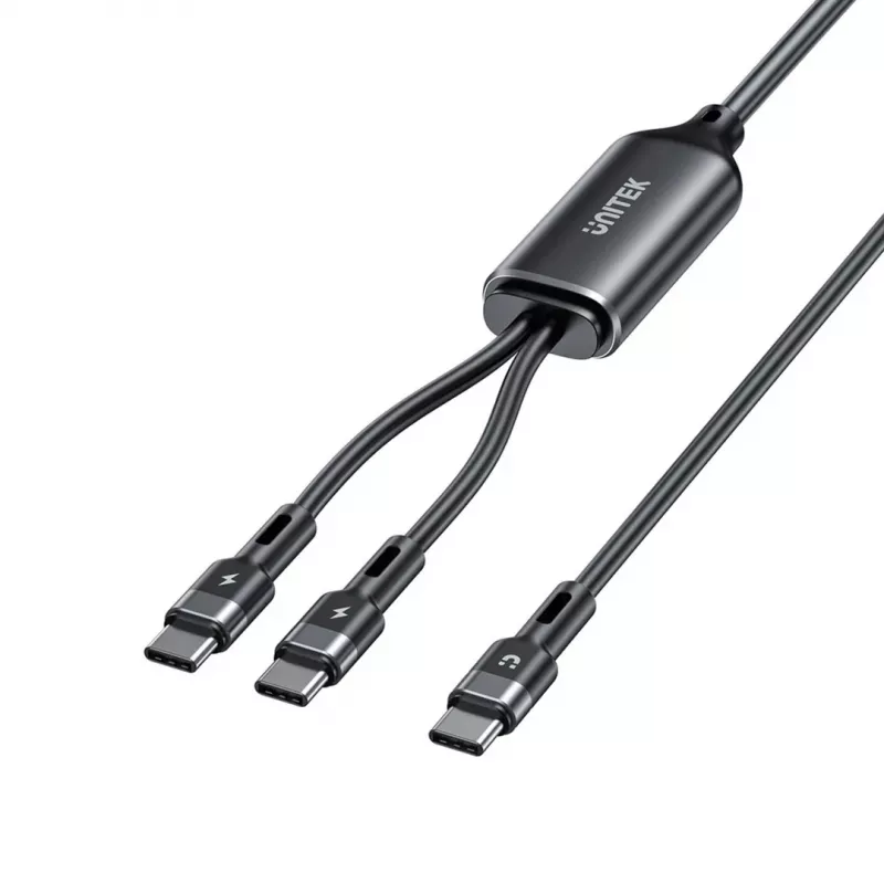 USB-C 2-in-1-kabel Unitek C14146ABK01 1,8 m, USB-C naar USB-C, 100 W PD, zwart