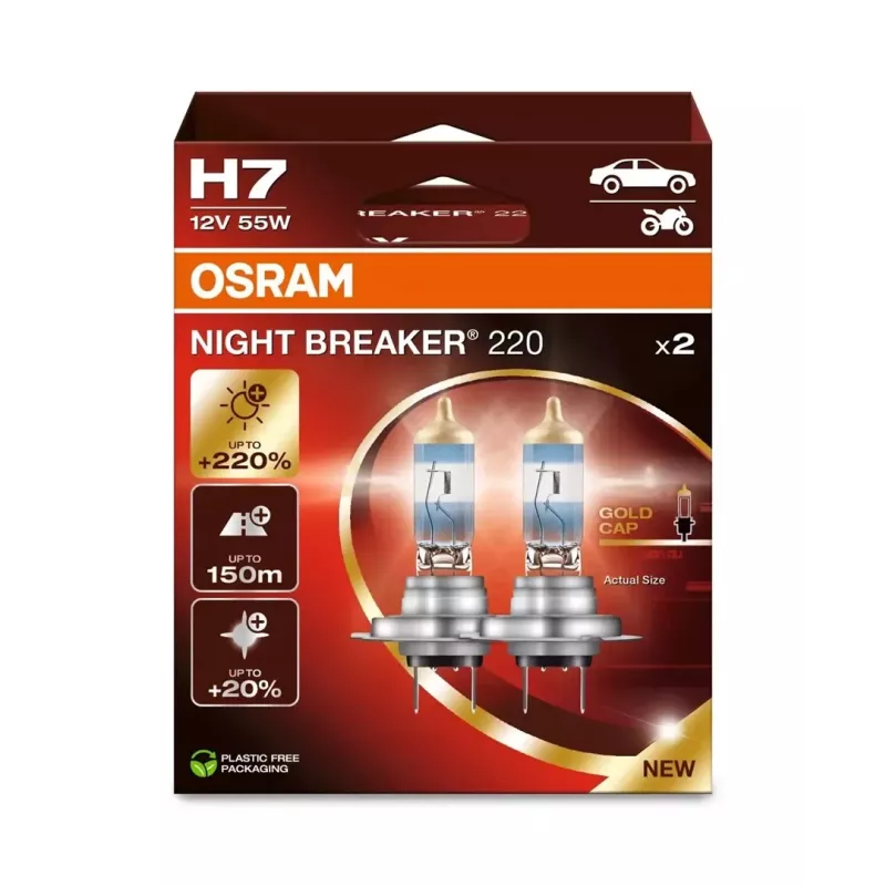 Halogeen-koplamp osram H7 NIGHT BREAKER 220 — dubbelpack (model 64210NB220-2HB)