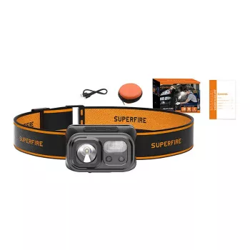 Hoofdlamp Superfire HL23-S – 350 lm vermogen, 2000 mAh oplaadbare accu