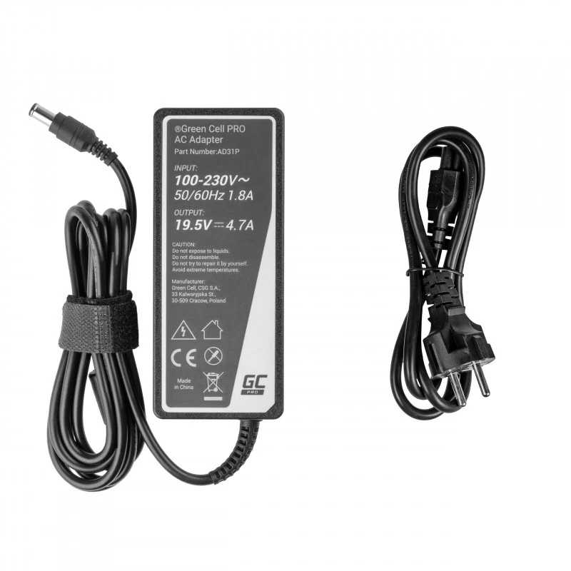 Voeding Green Cell AD31P 90W indoor AC-naar-DC 19,5V 4,7A voor Sony-laptops, zwart
