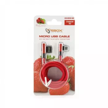 Sbox USB->Micro USB 90 M/M 1,5m USB-MICRO-90R aardbeirood