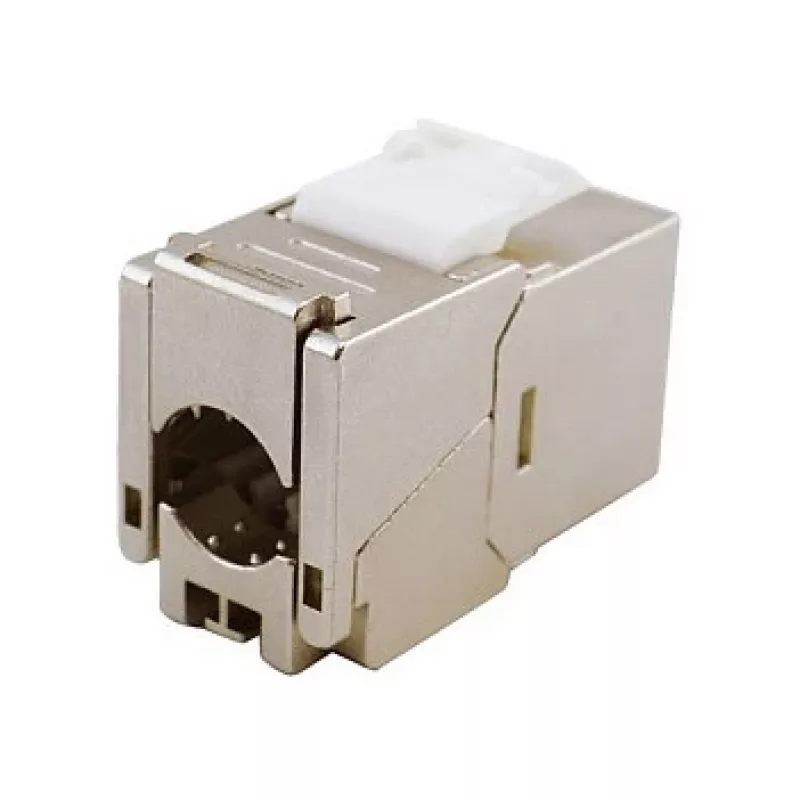 Afgeschermde Cat.6A slanke Keystone Jack, EQUIP 767223, gereedschapsloos, RJ-45, plat, zilver, 8 stuks