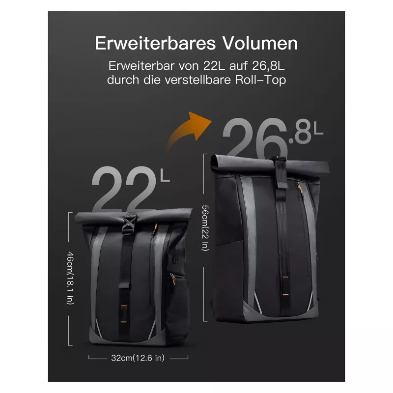 inateck laptoprugzak 15,6 BP01009 zwart 22-26,8 L