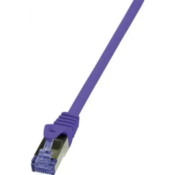 LogiLink CQ303VS RJ45 netwerkkabel, patchkabel CAT 6a S/FTP 1,00 m paars vlamvertragend, halogeenvrij