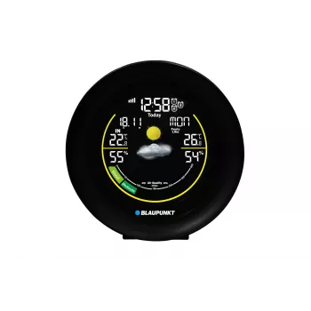 Weerstation BLAUPUNKT WS35BK APP – LCD-display, temperatuur & luchtvochtigheid, alarm, kalender, app-connectiviteit, 94×94×27 mm