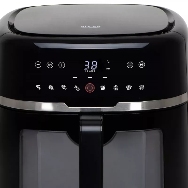 Adler AD 6318 airfryer, 8 l, 2500 W, lcd-display, 9 programma's, zwart