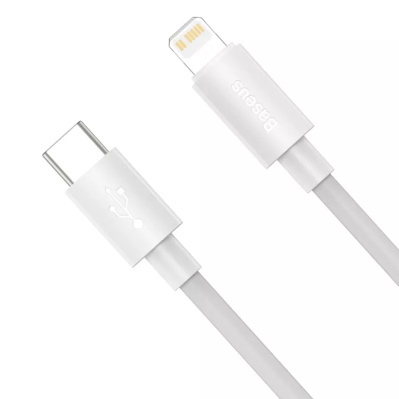 Baseus Simple Wisdom datakabelkit USB-C naar Lightning PD 20W (2 stuks/set) 1,5m wit