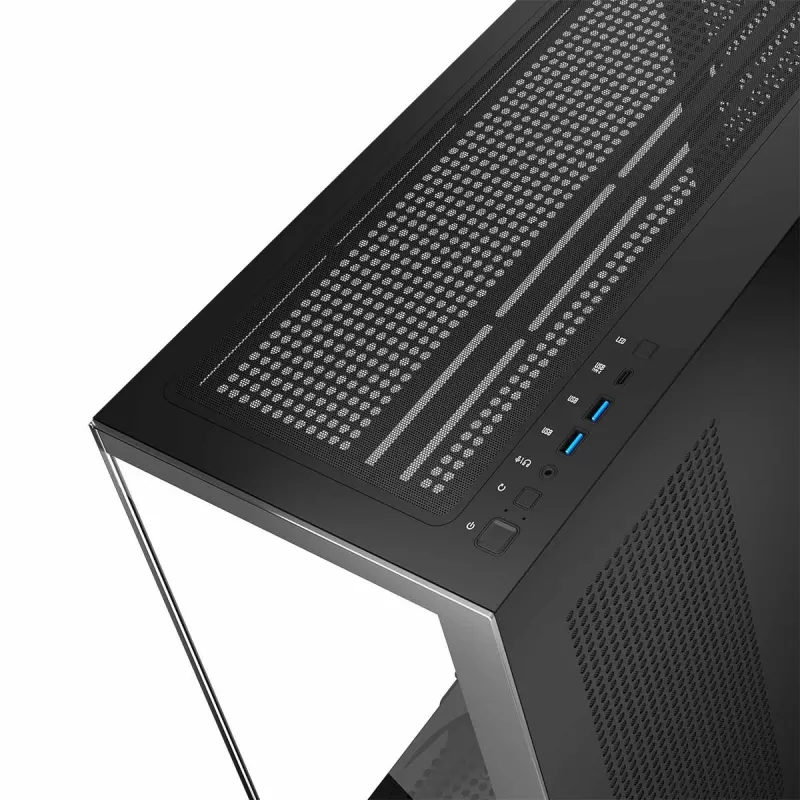 PC-behuizing MODECOM Volcano Stellar NF ATX Midi Tower, gehard glas, zwart, ondersteunt ATX/micro ATX, GPU tot 420 mm, CPU-koeler 175 mm