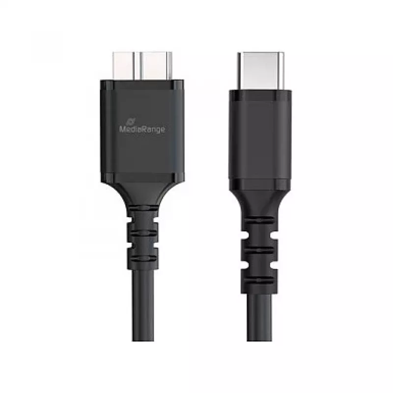 USB-kabel MediaRange MRCS257 0,5 m — Micro-USB B naar USB-C, USB 3.2 Gen 1 (5 Gbit/s), zwart