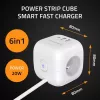Power Cube QOLTEC 52547 stekkerdoos 3×AC-stopcontacten, 2×USB-A, 1×USB-C PD 20W