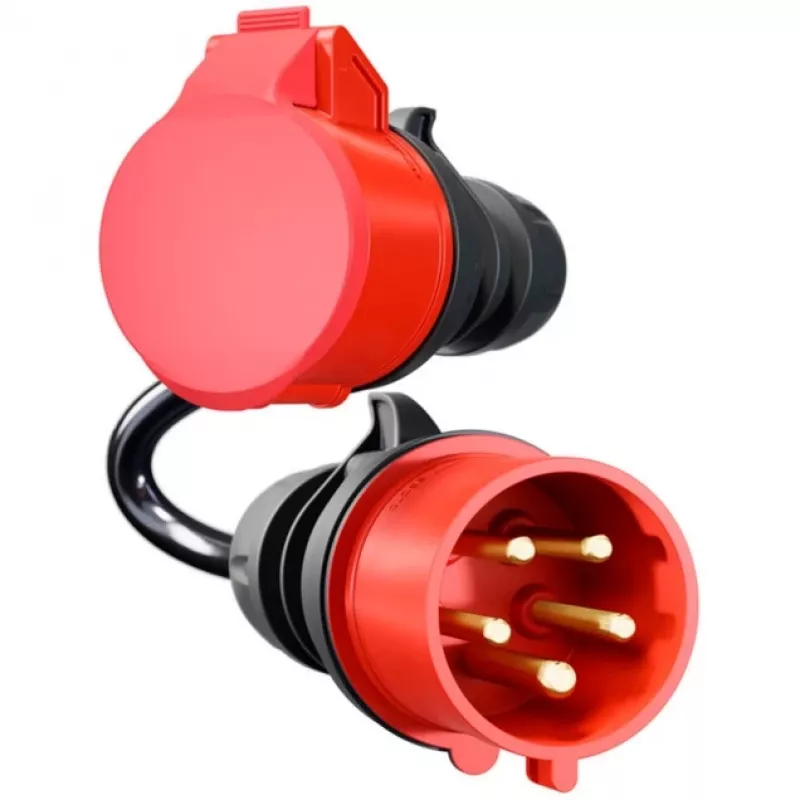 Adapter voor Gemini flex 11 kW, CEE rood driefasige wisselstroom 16A > CEE rood 32A (zwart, 30 cm)