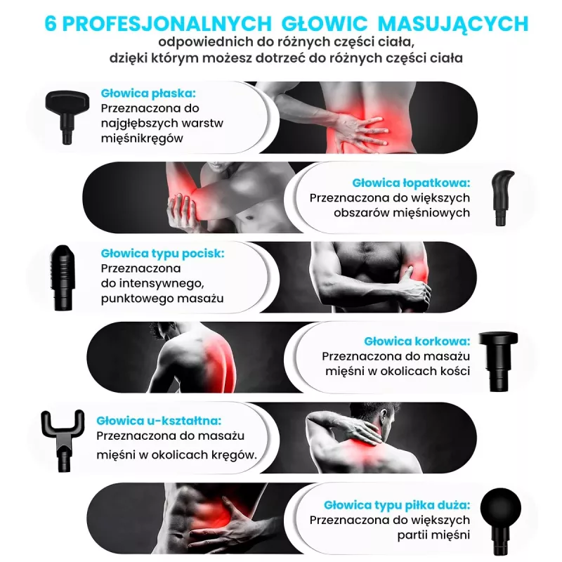 Massagepistool Extralink MSG-01-PRO 3800 t/min 6 opzetstukken