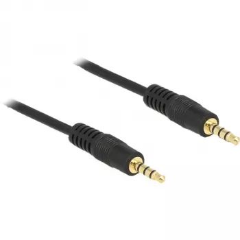 DeLOCK - audiokabel - 28 AWG - mini-jack 3,5 mm, 4-polig (m) - mini-jack 3,5 mm, 4-polig (m) - 5,0 m - afgeschermd - zwart (83438)