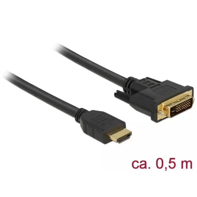 Videokabel-adapter DeLOCK 85651 0,5 m HDMI Type-A DVI zwart