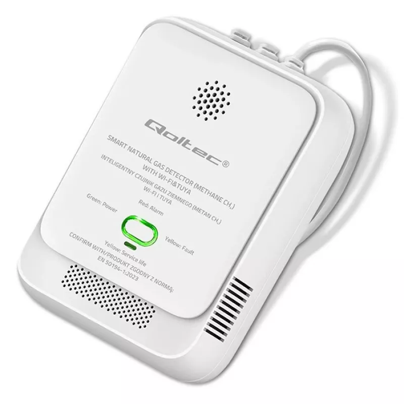 Gaslekdetector QOLTEC NG Tuya — aardgas (CH4)-detector, smart Tuya-compatibel