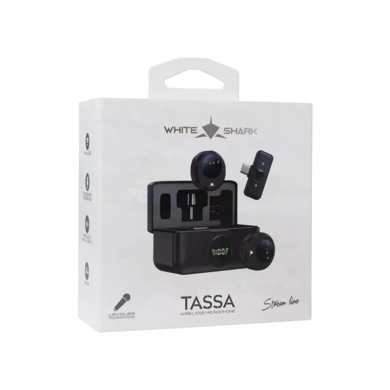 White Shark DSM-06 Tassa draadloze lavaliermicrofoon, USB-C, zwart
