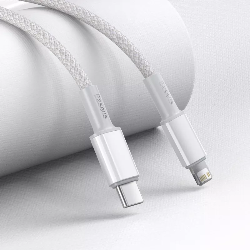 USB-C naar Lightning Baseus High Density gevlochten kabel, 20W, PD, 2m (wit)