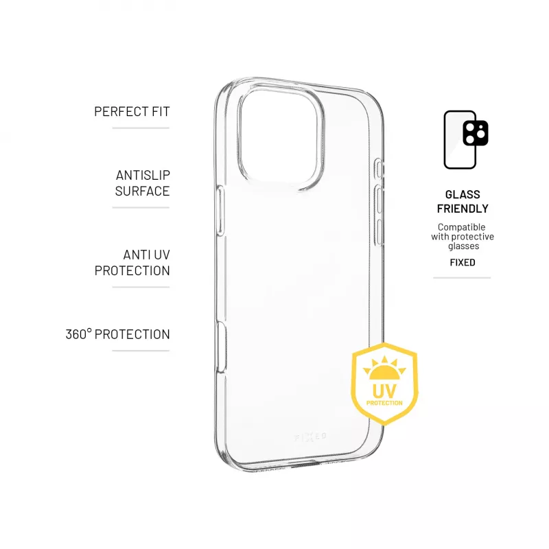 Rugdeksel FIXED AntiUV voor Apple iPhone 16 Pro Max, TPU transparant