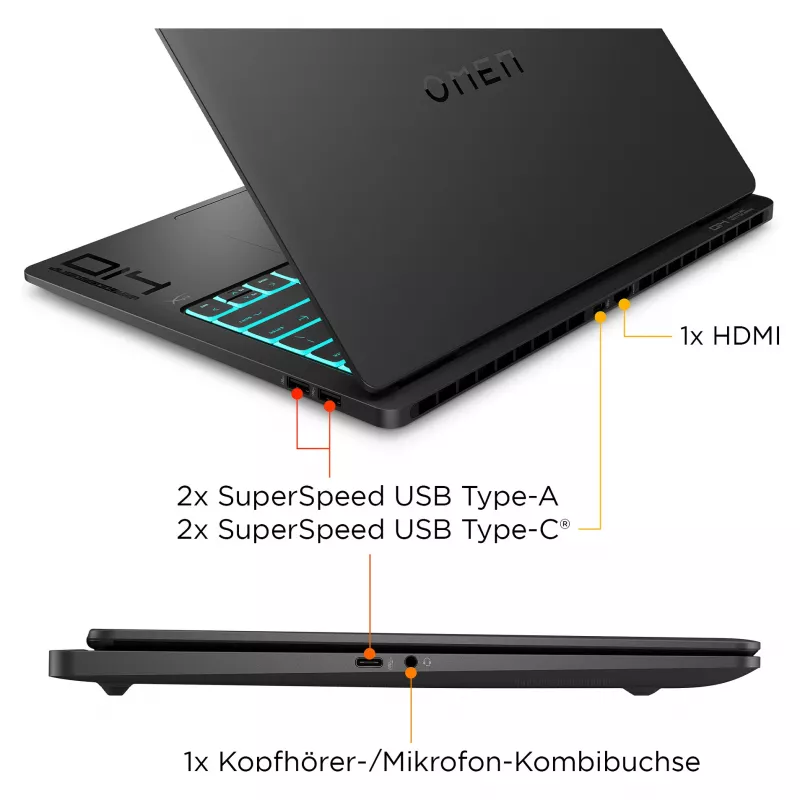 HP OMEN Transcend Gaming-laptop 14-fb1075ng 14 3K OLED U7-255H 32GB/1TB SSD RTX5060 Win11 - BV8C5EA - ABD (BV8C5EA#ABD)