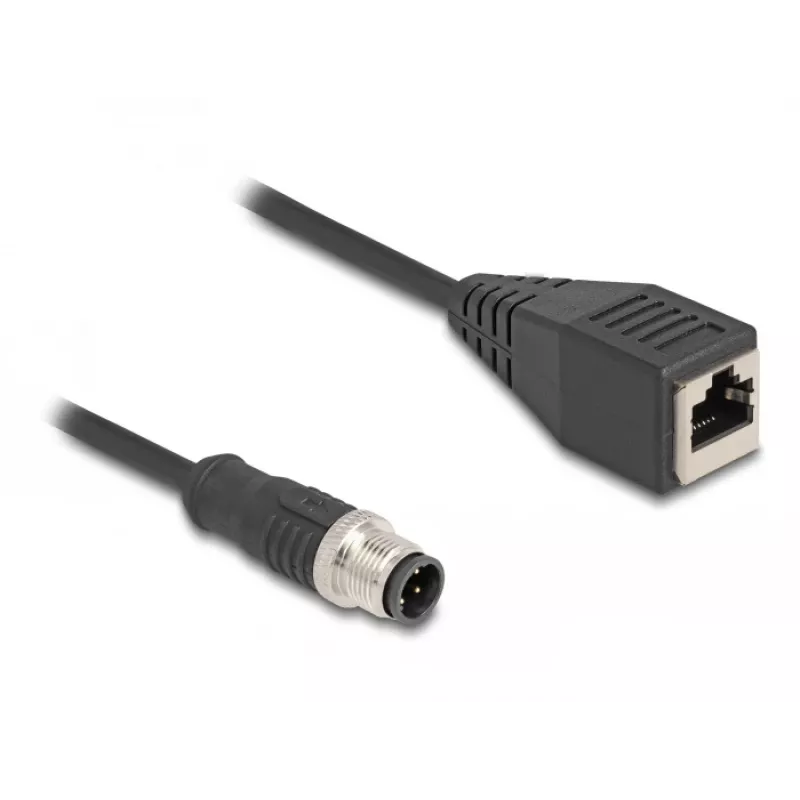 DeLOCK M12 adapterkabel D-gecodeerd 4-polig stekker naar RJ45 bus 50 cm