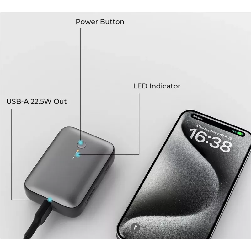 AUKEY 157000 powerbank 10000 mAh grijs