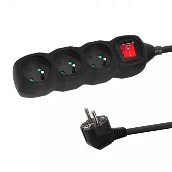 Esperanza ELK211K stroomverlenging 3 m 3 AC-stopcontacten voor binnen zwart