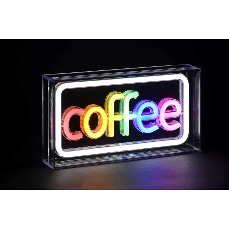 Neon LED-lichtreclame ActiveJet AJE-NEON COFFEE, veelkleurig, USB 5V, opbouwmontage, AS-kunststof frame